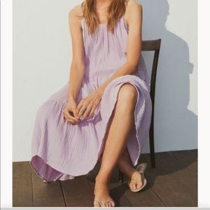 Crinkled cotton dress in lavender